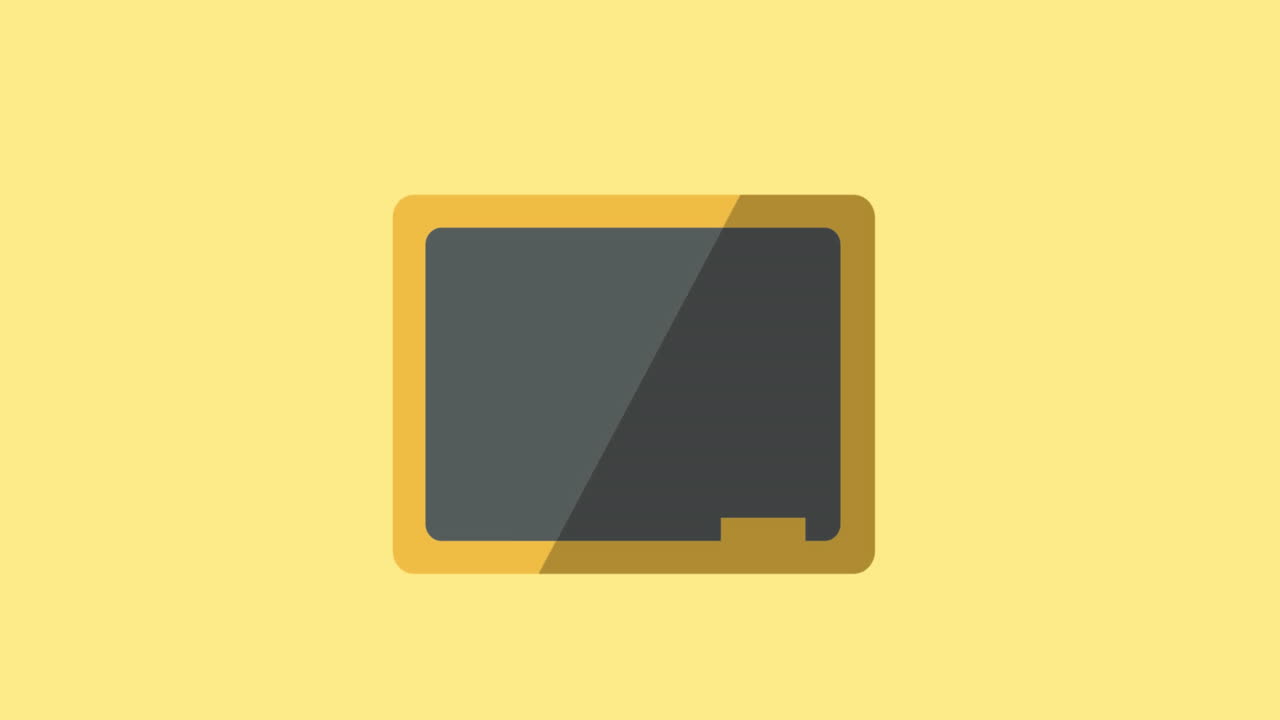 노란색 배경 위에 복사 공간이 있는 블랙보드의 애니메이션