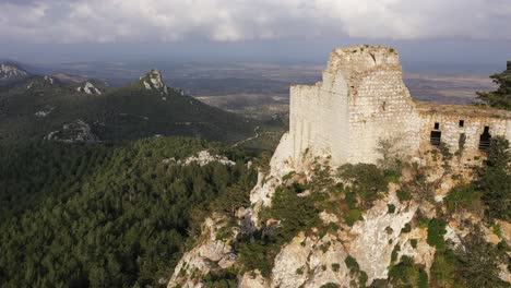 aerial view of the historic kantara castle located on the mountain overlooking the karpasia peninsula