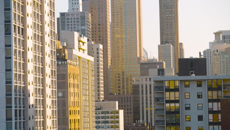 handheld shot of densely packed apartment buildings in chicago, illinois