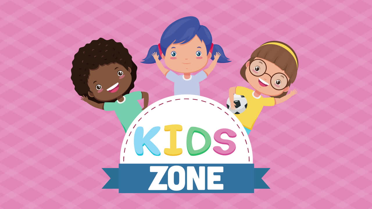 meninas interraciais com letras de zona infantil