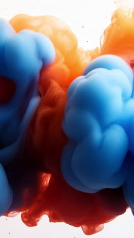 blue and orange ink swirl. a vivid swirl of blue and orange ink forms a captivating cloud on a light background.
