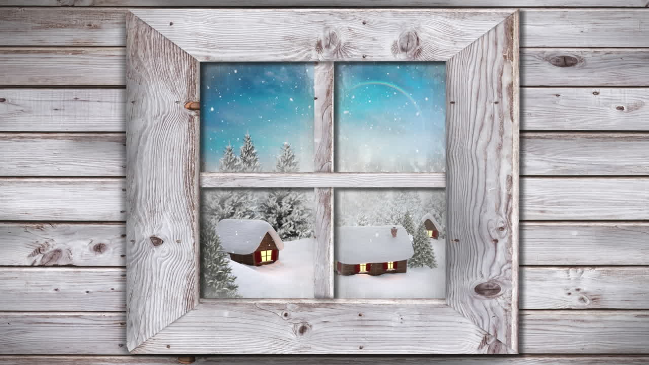 paisaje de invierno visto a través de la ventana