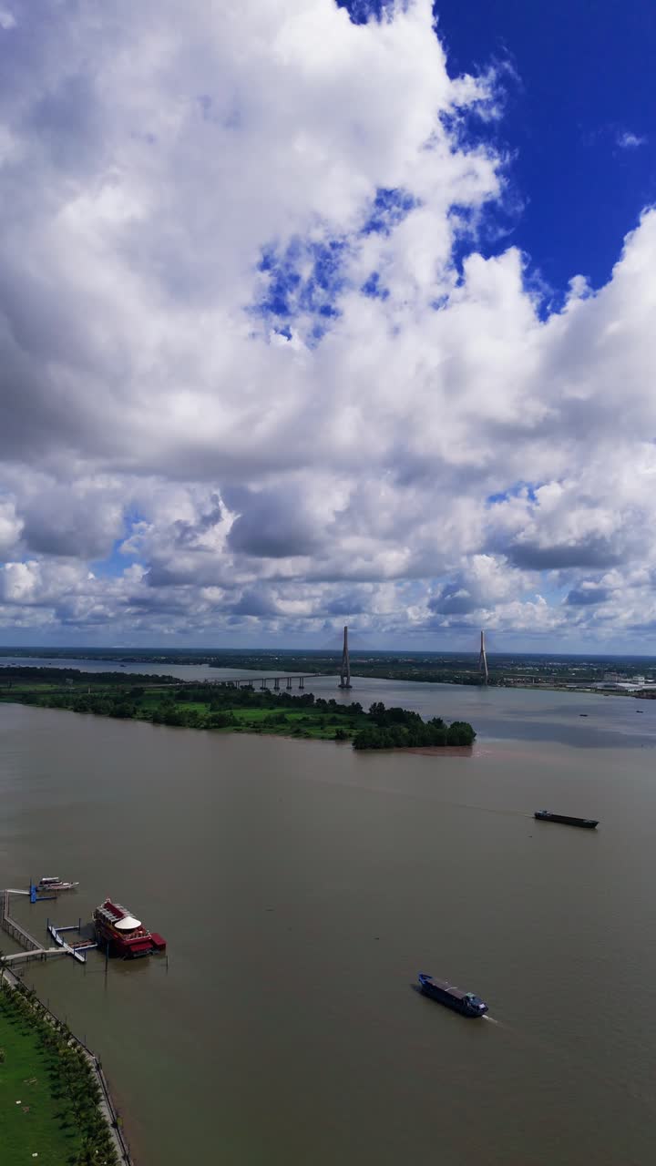 Aerial View of the Ship in the River.