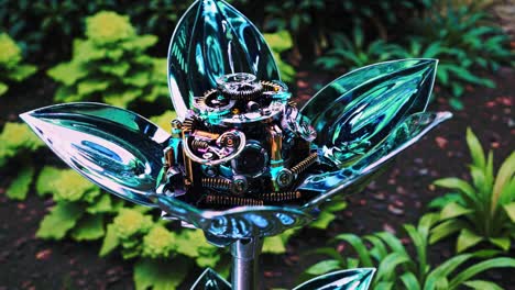 mechanical flower sculpture