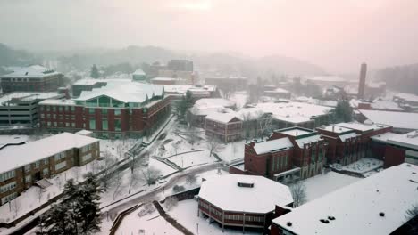 snowing at appalachian, boone nc, boone north carolina