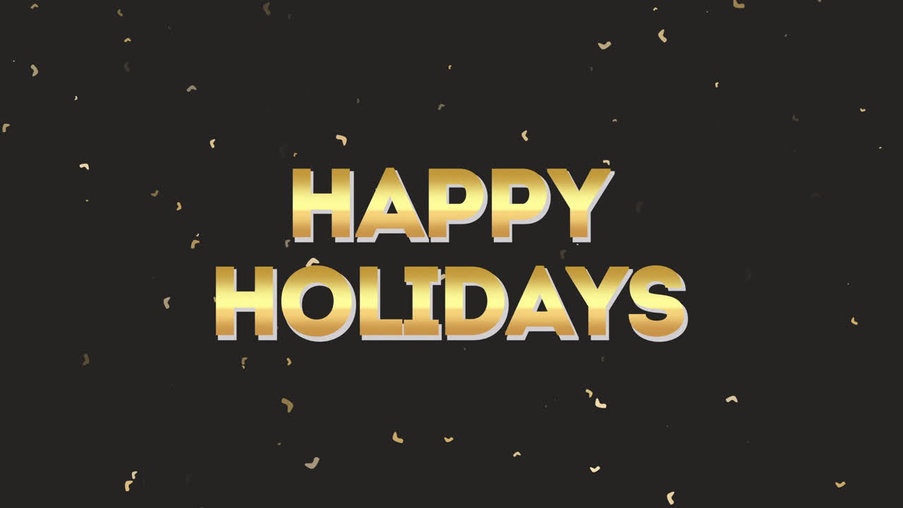 Celebratory Happy Holiday Amidst Floating Gold Confetti & Noir Gradient