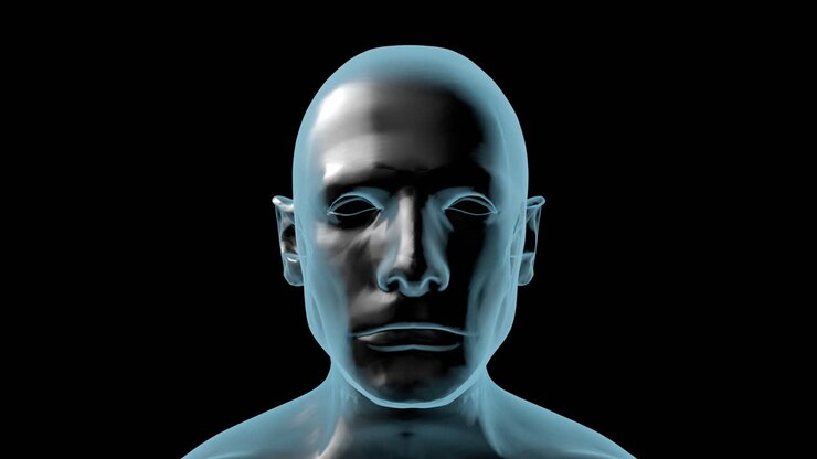Animação 3D de uma Cabeça Masculina Girando (Loop)