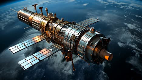 space station orbiting earth in a serene view of the planet