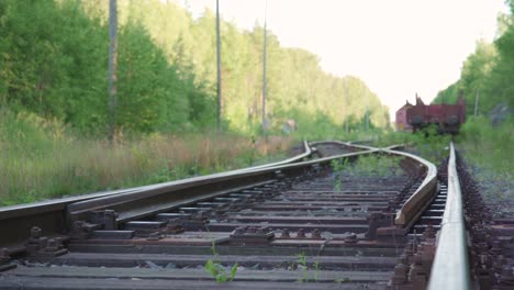 Mechanical-railroad-switch-in-operation