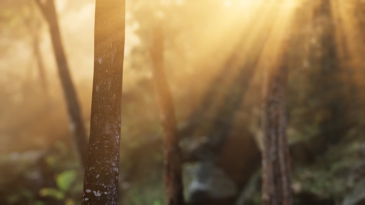 Foggy forest in early morning