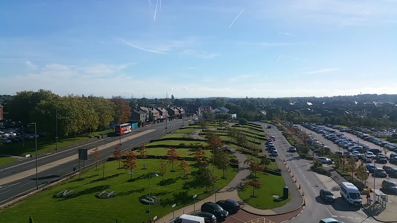 주차장에서 아침 교통 시간 경과 러시