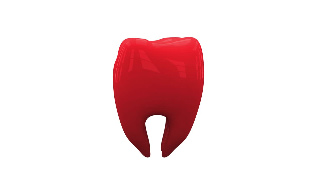 el bucle de dientes rojo gira sobre un fondo blanco