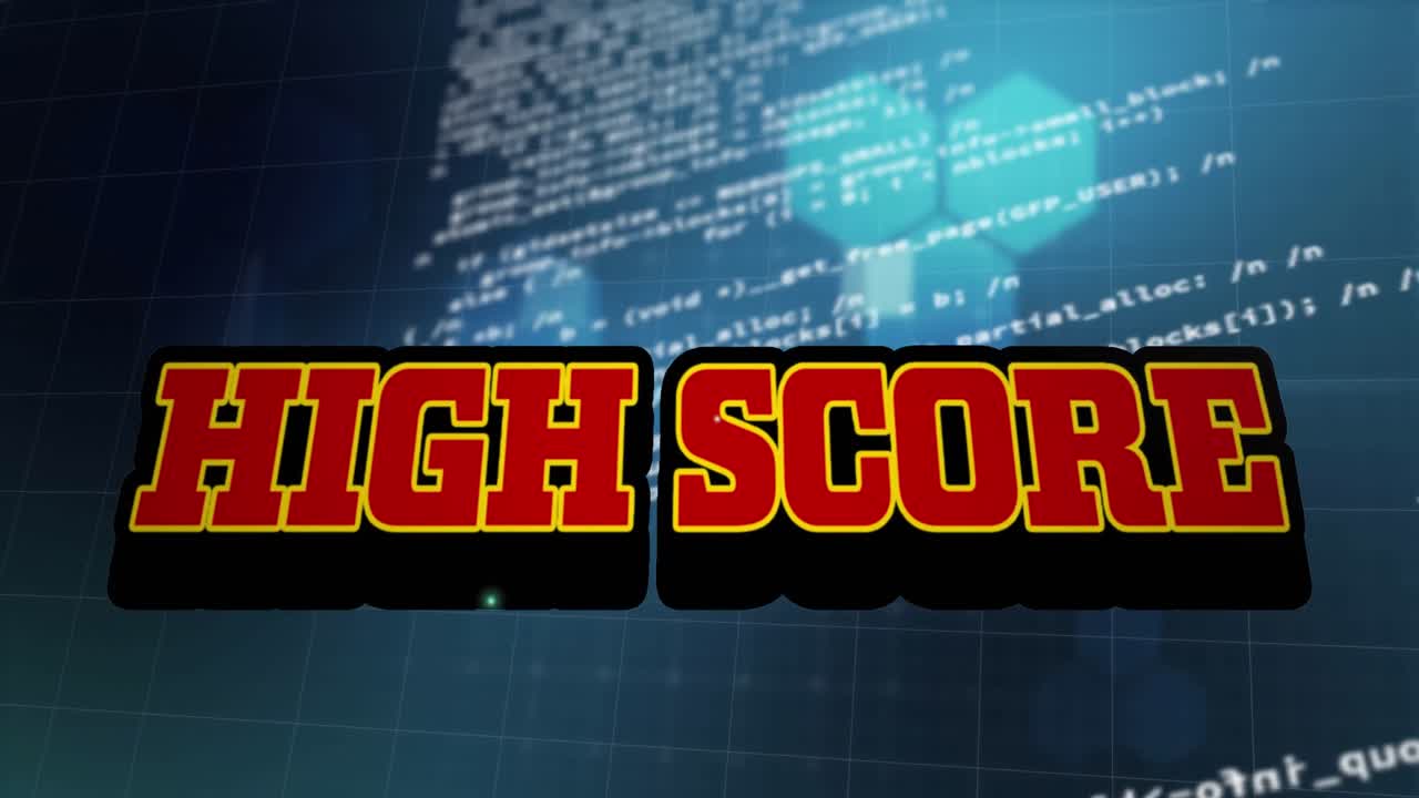 Animation of high score text over grid and data processing