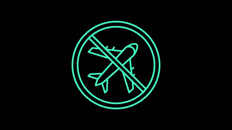 Animated Green Neon No Fly Zone Airplane Icon