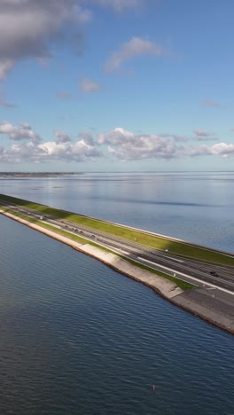 aerial view of the afsluitdijk in the netherlands