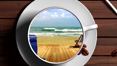 a cup of coffee,  transition, a trip to the sea