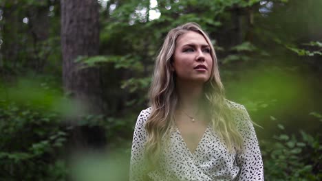 Beautiful-young-women-looking-in-awe-at-the-beautiful-scenery-of-a-pine-forest-in-the-countryside-of-Canada