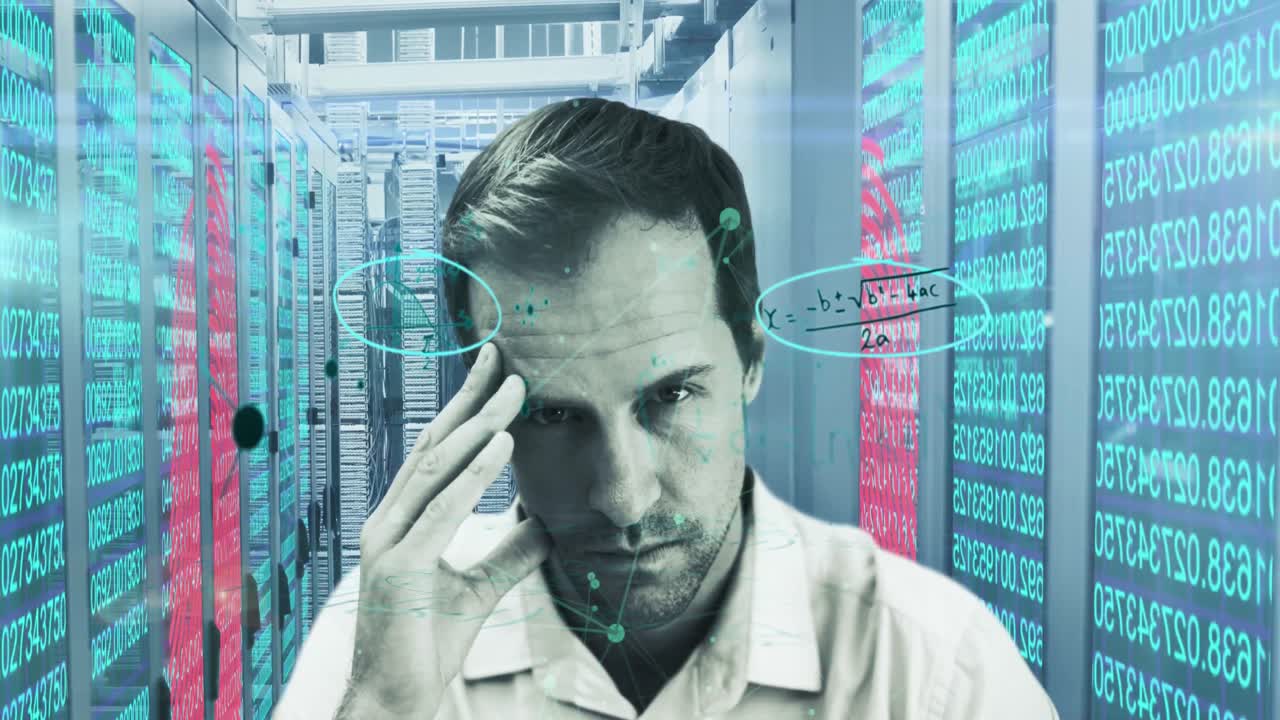 ecuaciones matemáticas sobre el pensamiento humano en el servidor de computadora.