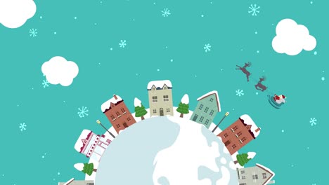 happy holidays (winter townscape) illustration animation (mp4)