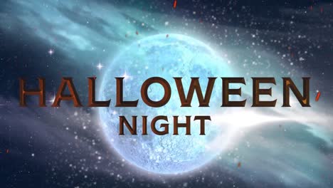 animation of halloween greetings night sky background with full moon