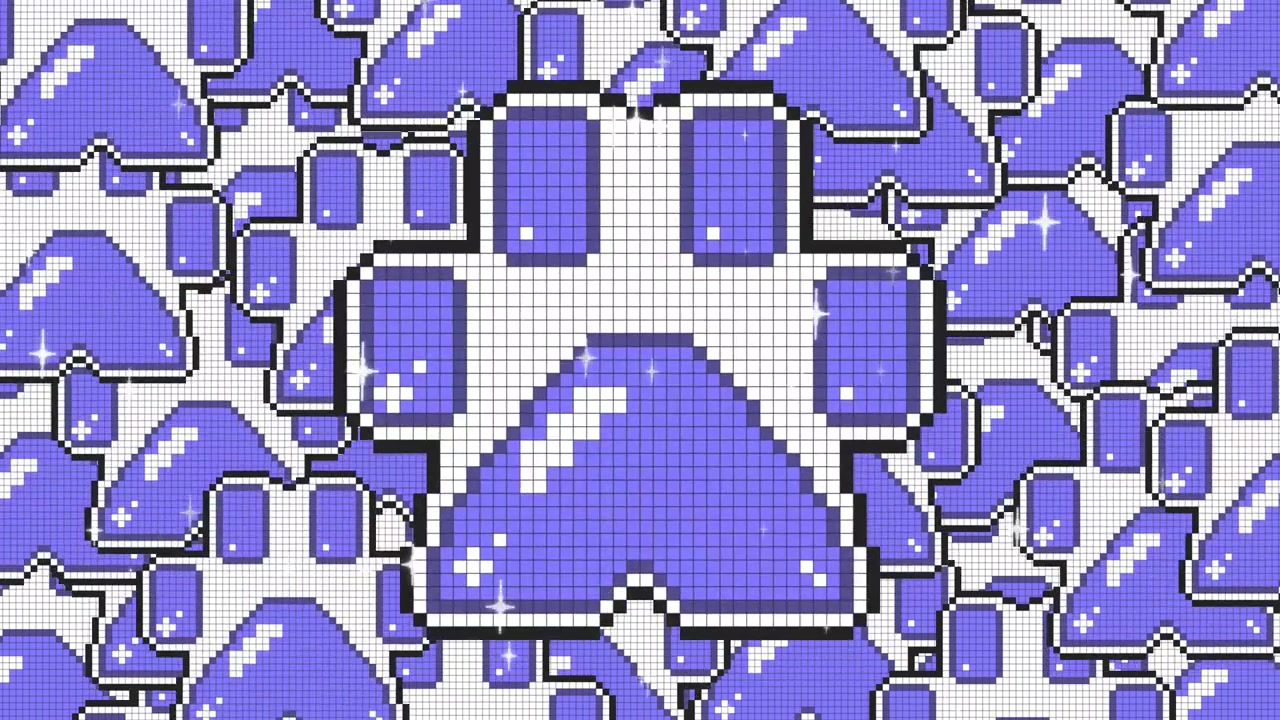 Pixelkunstbaggrund med lilla karakter