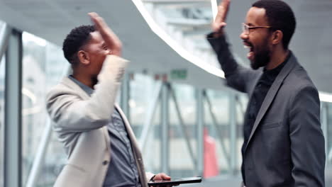 African-business-men,-high-five-celebration