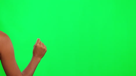 Scroll,-pointing-and-hand-on-green-screen