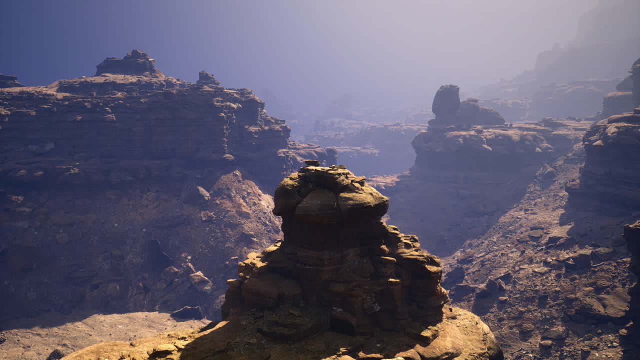 Exploring the intricate rock formations in a deserted canyon landscape