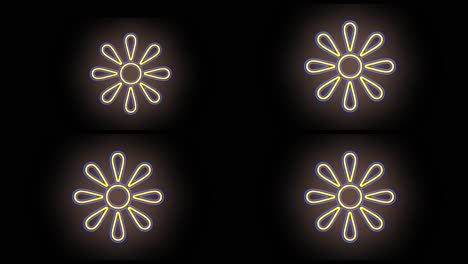 Pulsing-gold-summer-flowers-pattern-with-neon-light-in-casino-style