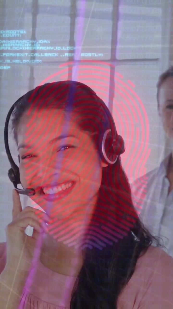 Animazione dell'elaborazione dati su persone caucasiche in ufficio