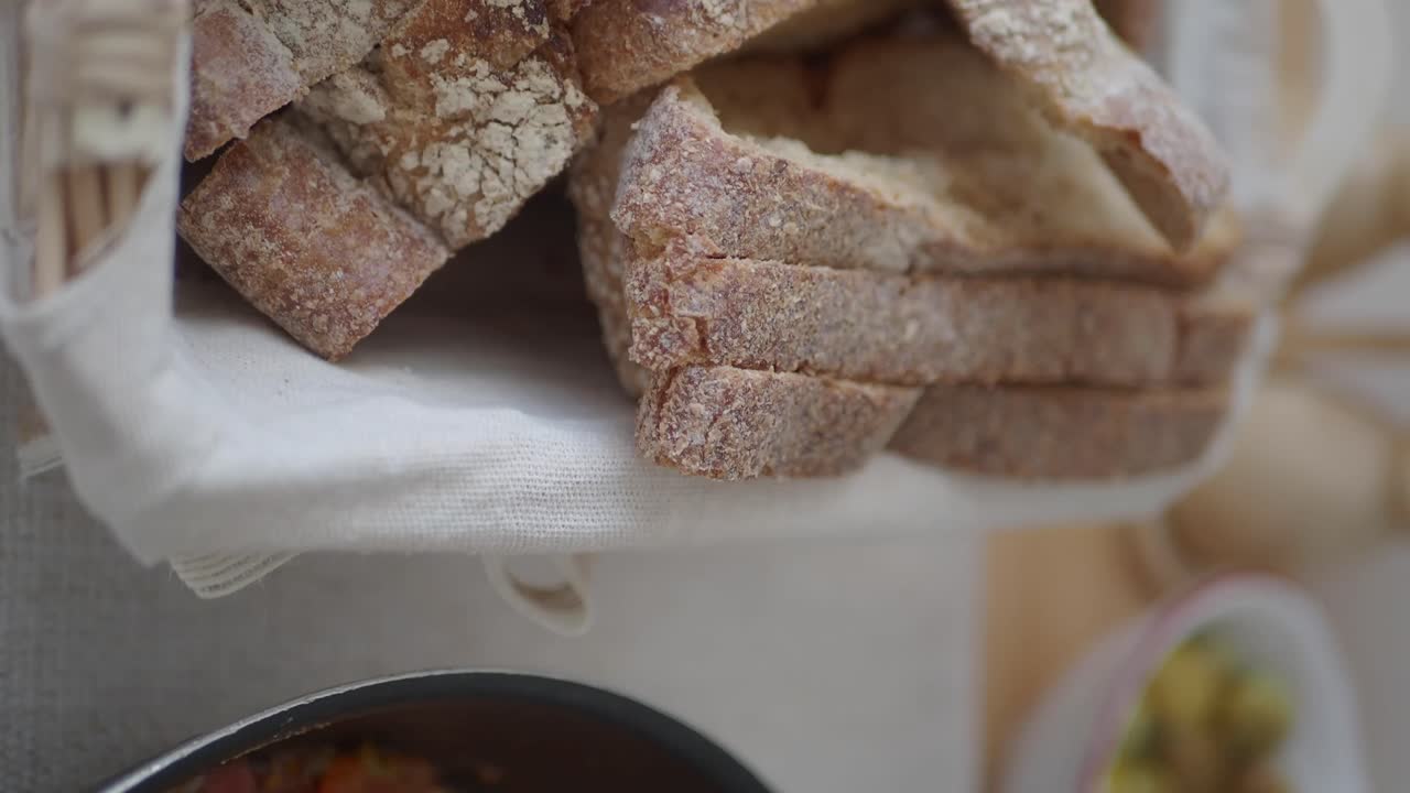 Close-up of Sliced Bread in a Basket
