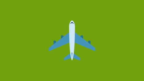 animación del icono del avión en el fondo de la pantalla verde. video 4k. clave de croma. útil para video explicador, sitio web, tarjetas de felicitación, aplicaciones y publicaciones en redes sociales