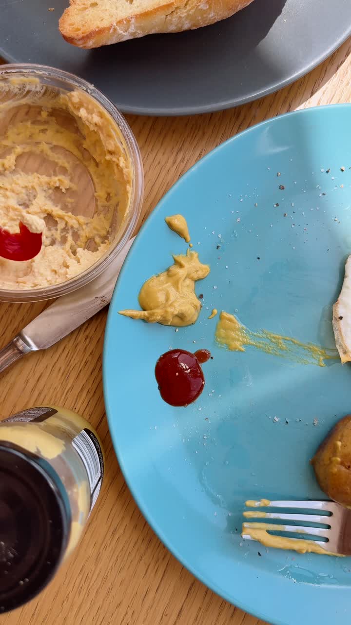 Delicious food on blue plates