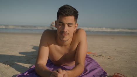 young man sunbathing