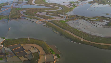 Paisaje-Aéreo-De-Humedales-De-Tierras-De-Cultivo-Inundadas,-Sylhet,-Bangladesh,-Cambio-Climático