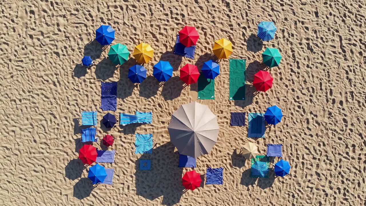 Colorful Beach Umbrellas and Sunbeds Pattern