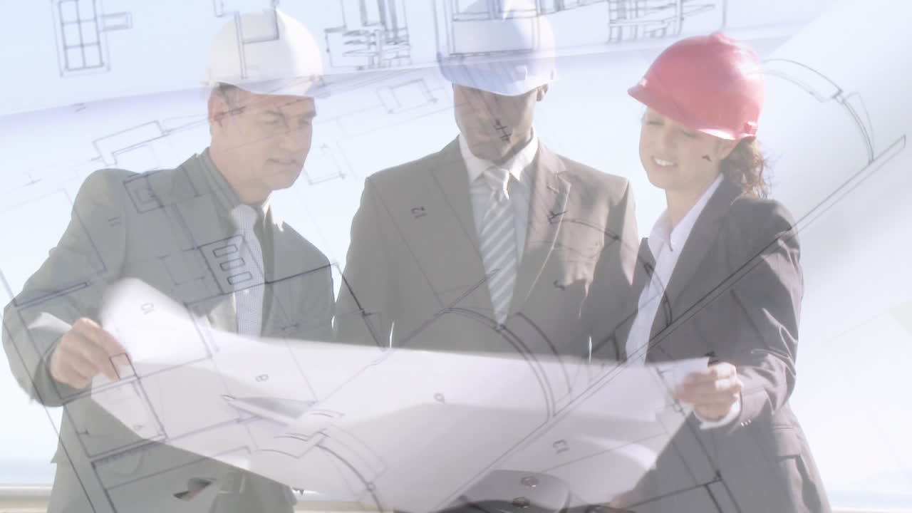 arquitectos discutiendo planes de construcción