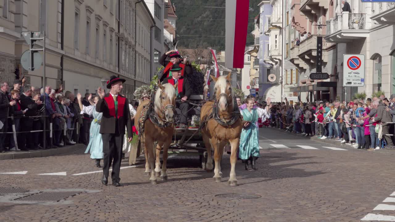Giant Grape horse-drawn carriage, Algund during the grape festival parade in Meran - Merano, South Tyrol, Italy (part 1 of 2)