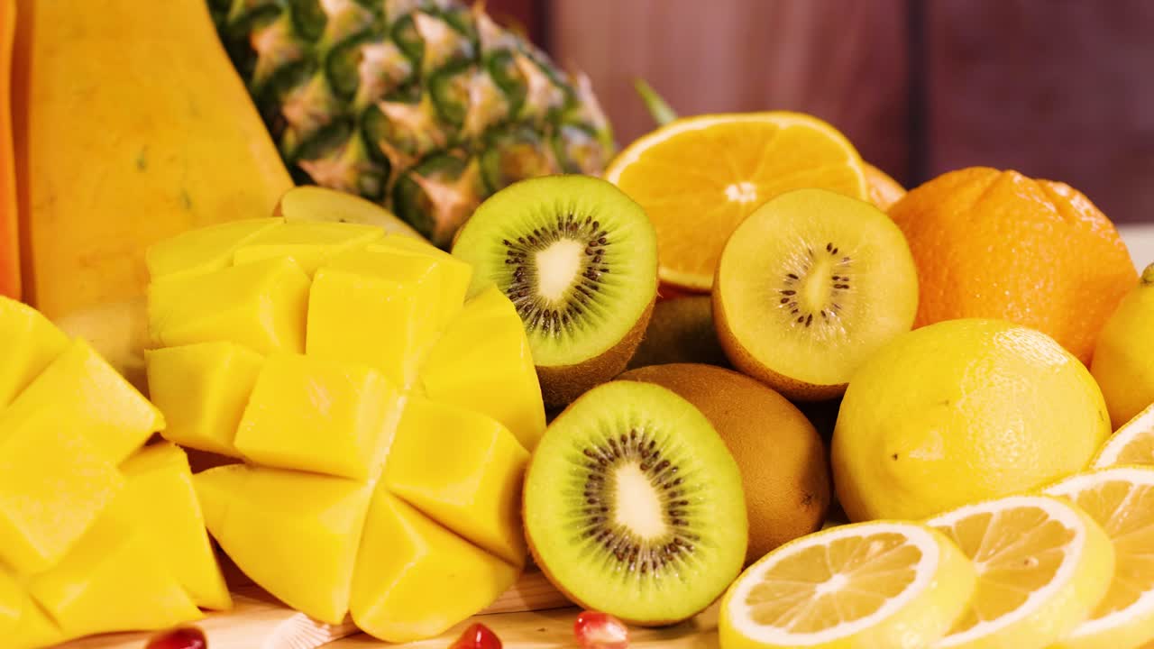 una vibrante exhibición de una variedad de frutas frescas