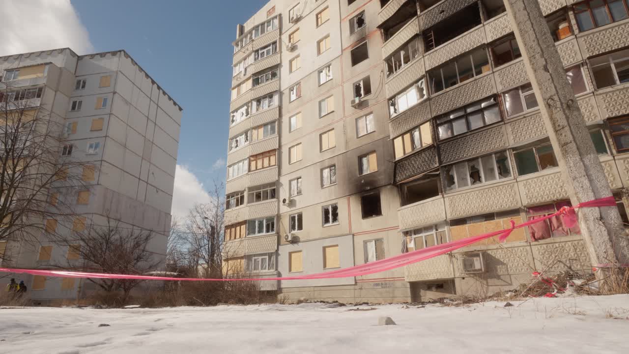 Damaged Apartment Building in Ukraine