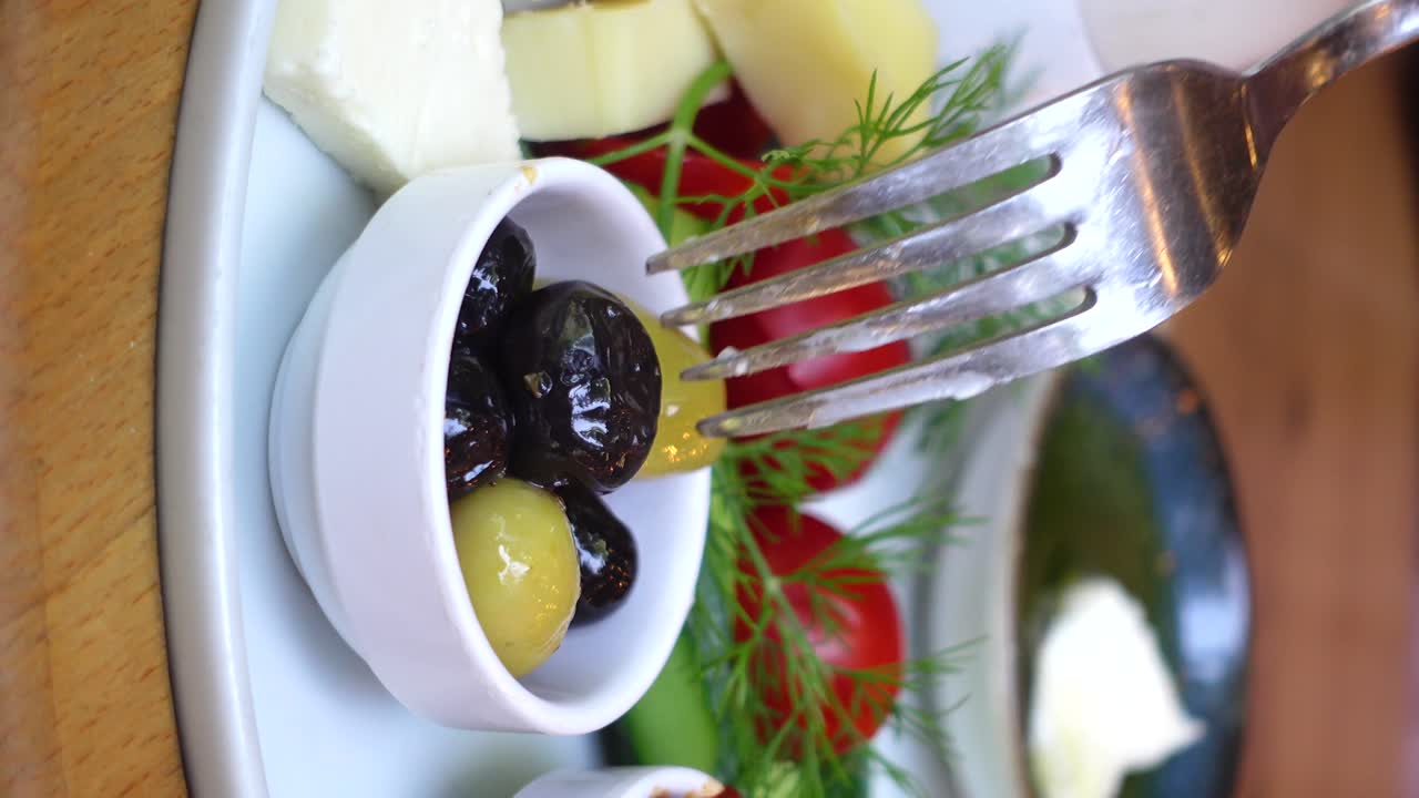 Turkish Breakfast Platter with Olives and Cheese
