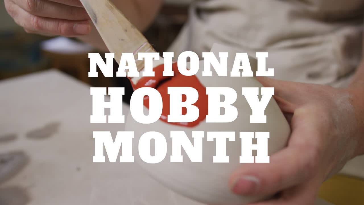 백인 여성 의 중간 부분 에 있는 국가적 인 취미 달 문자 의 애니메이션