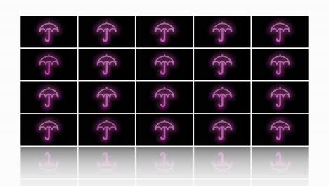 Neon-pink-umbrella-pattern-on-black-gradient