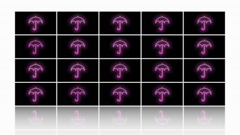 neon pink umbrella pattern on black gradient