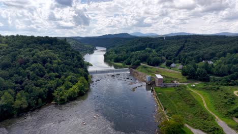 high tilt up aerial fries virginia new river, hydro electric dam and old mill site