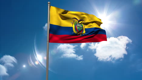 Bandera-Nacional-De-Ecuador-Ondeando-En-El-Asta-De-La-Bandera