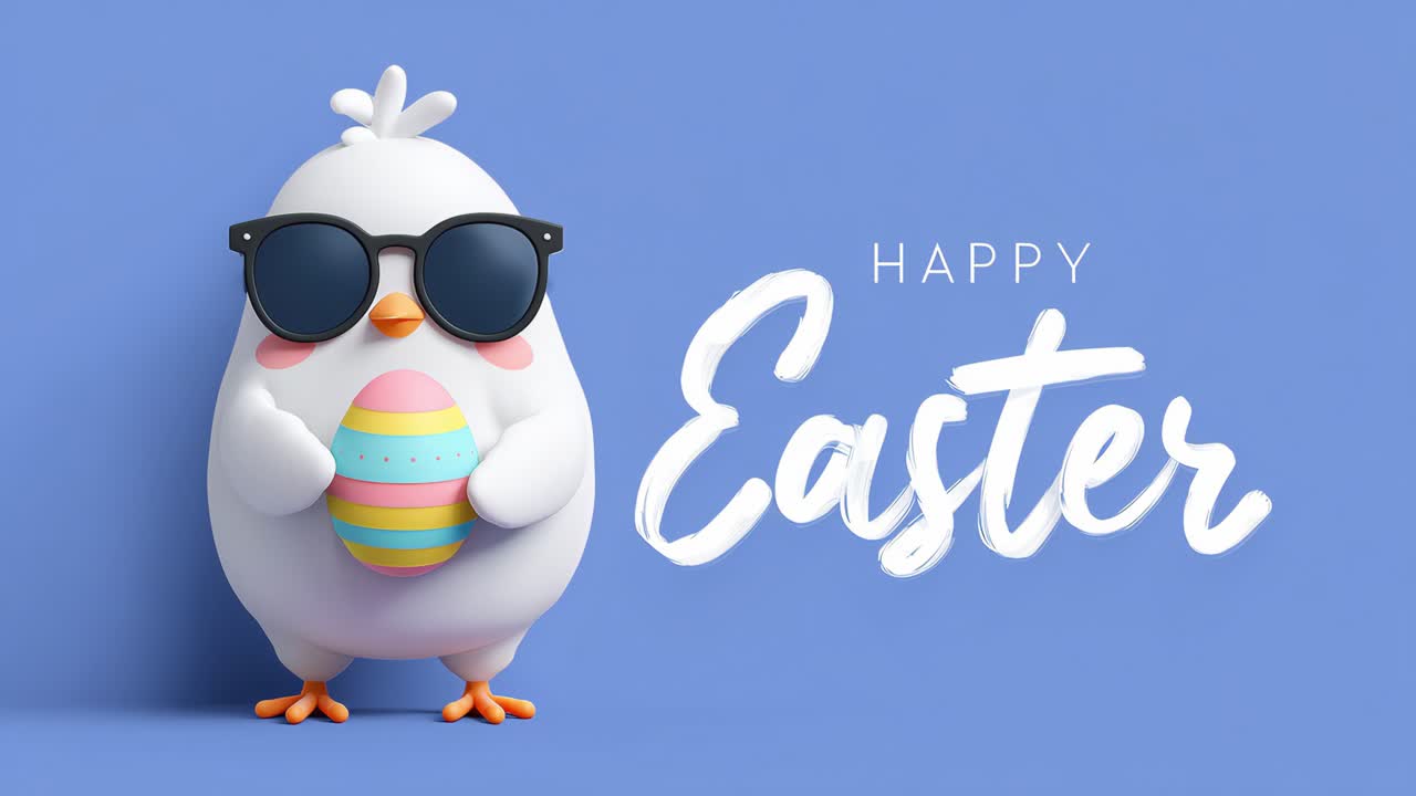 Gallina dei cartoni animati con uovo di Pasqua