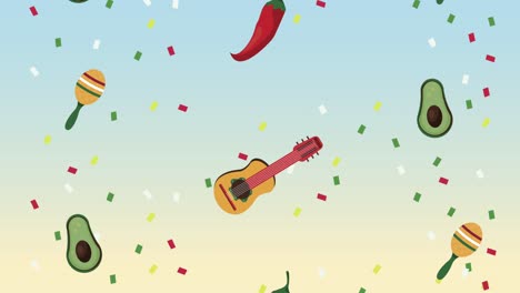 el fondo del patrón de los íconos del conjunto mexicano