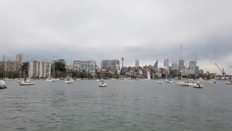 Vista-De-La-Ciudad-De-Sydney-Desde-Rushcutters-Bay-Park,-Paddington,-Nsw,-Australia---Plano-General