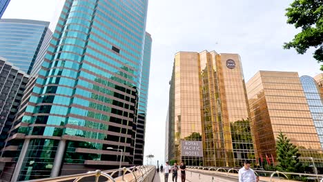 tall buildings with reflective glass facades